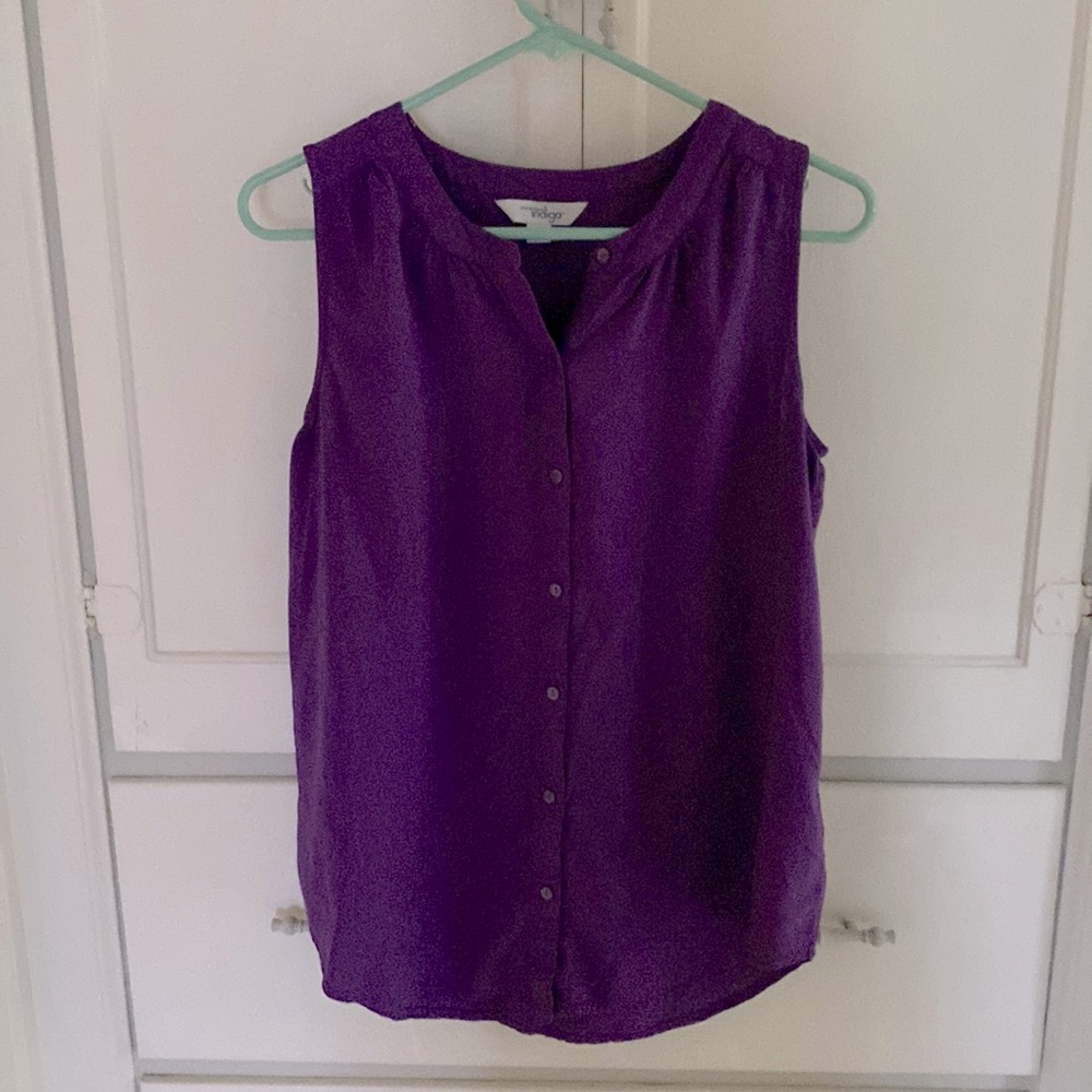 Purple small rayon sleeveless blouse